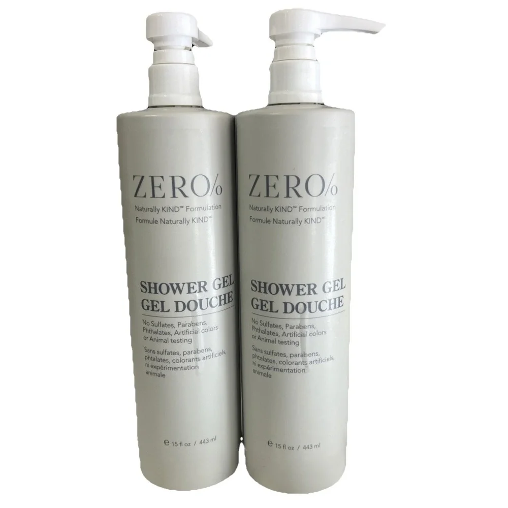Lot of 2 Zero% Shower Gel Naturally KIND Formulation 15oz 443ml Pump